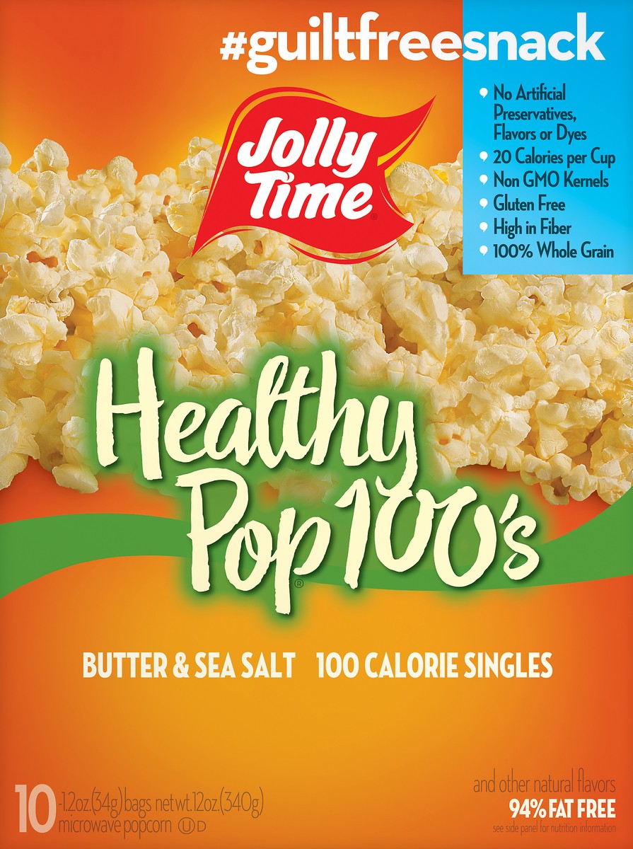 slide 8 of 11, Jolly Time Healthy Pop 100's Butter & Salt Microwave Popcorn 10 ea, 12 oz