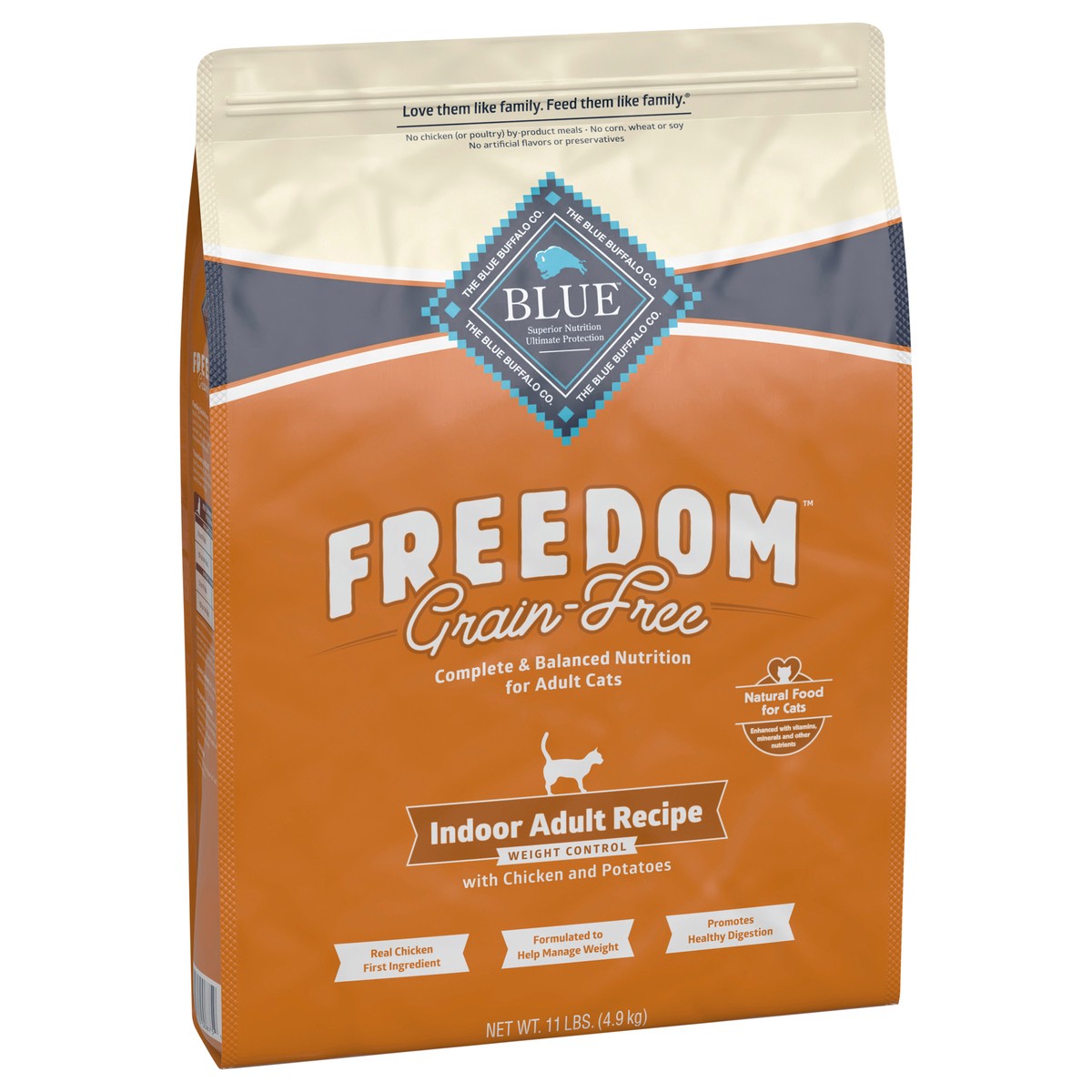 slide 5 of 11, Blue Buffalo Freedom Grain Free Natural Indoor Weight Control Adult Dry Cat Food, Chicken 11-lb, 11 lb