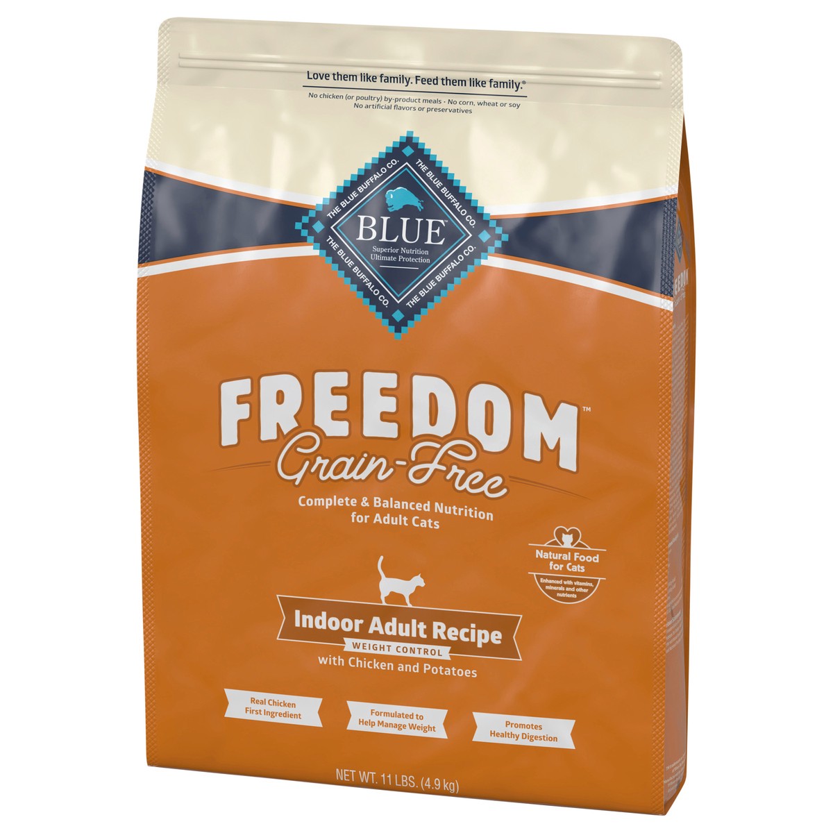 slide 6 of 11, Blue Buffalo Freedom Grain Free Natural Indoor Weight Control Adult Dry Cat Food, Chicken 11-lb, 11 lb