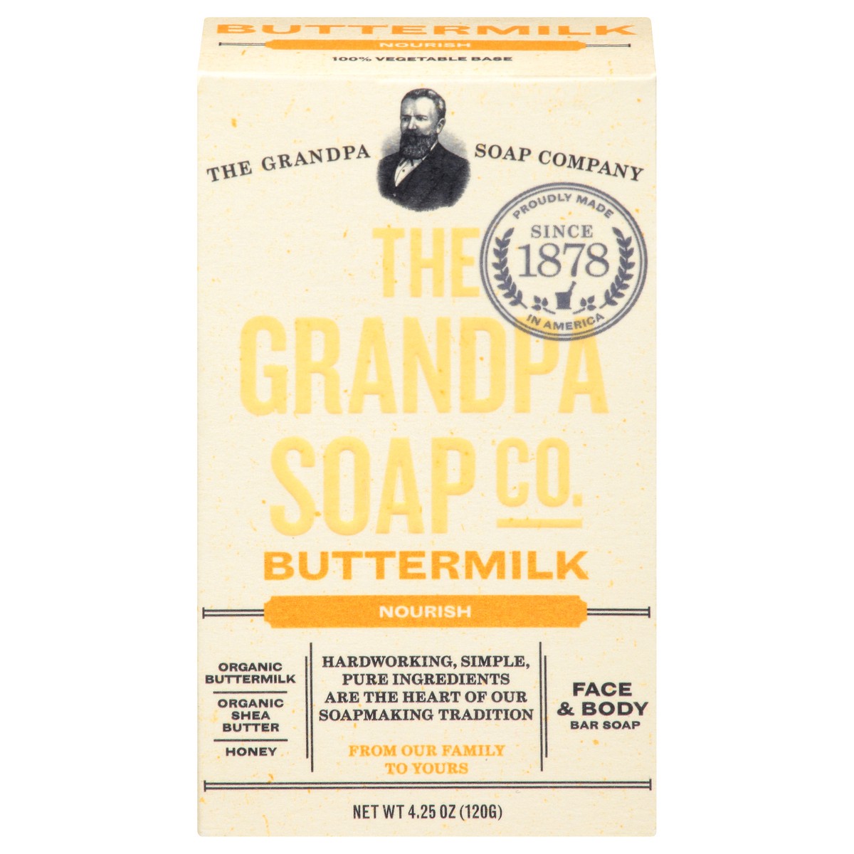 slide 1 of 9, The Grandpa Soap Co. Nourish Face & Body Buttermilk Bar Soap 4.25 oz, 4.25 oz