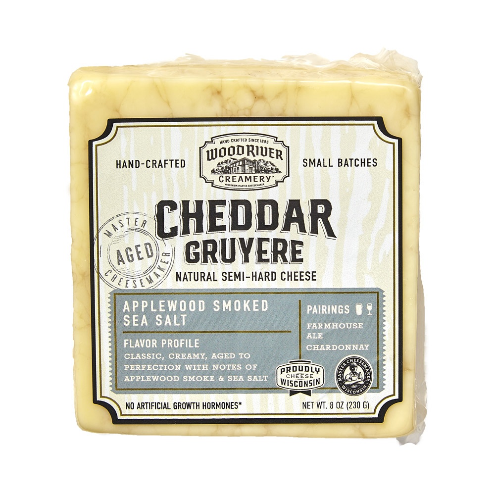 slide 1 of 1, Wood River Apple Smoked Sea Salt Gruyere Cheese, 8 oz