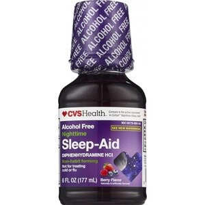 slide 1 of 1, CVS Health Nighttime Sleep Aid Diphenhydramine Hci Liquid, Berry, 6 Fl Oz, 1 ct