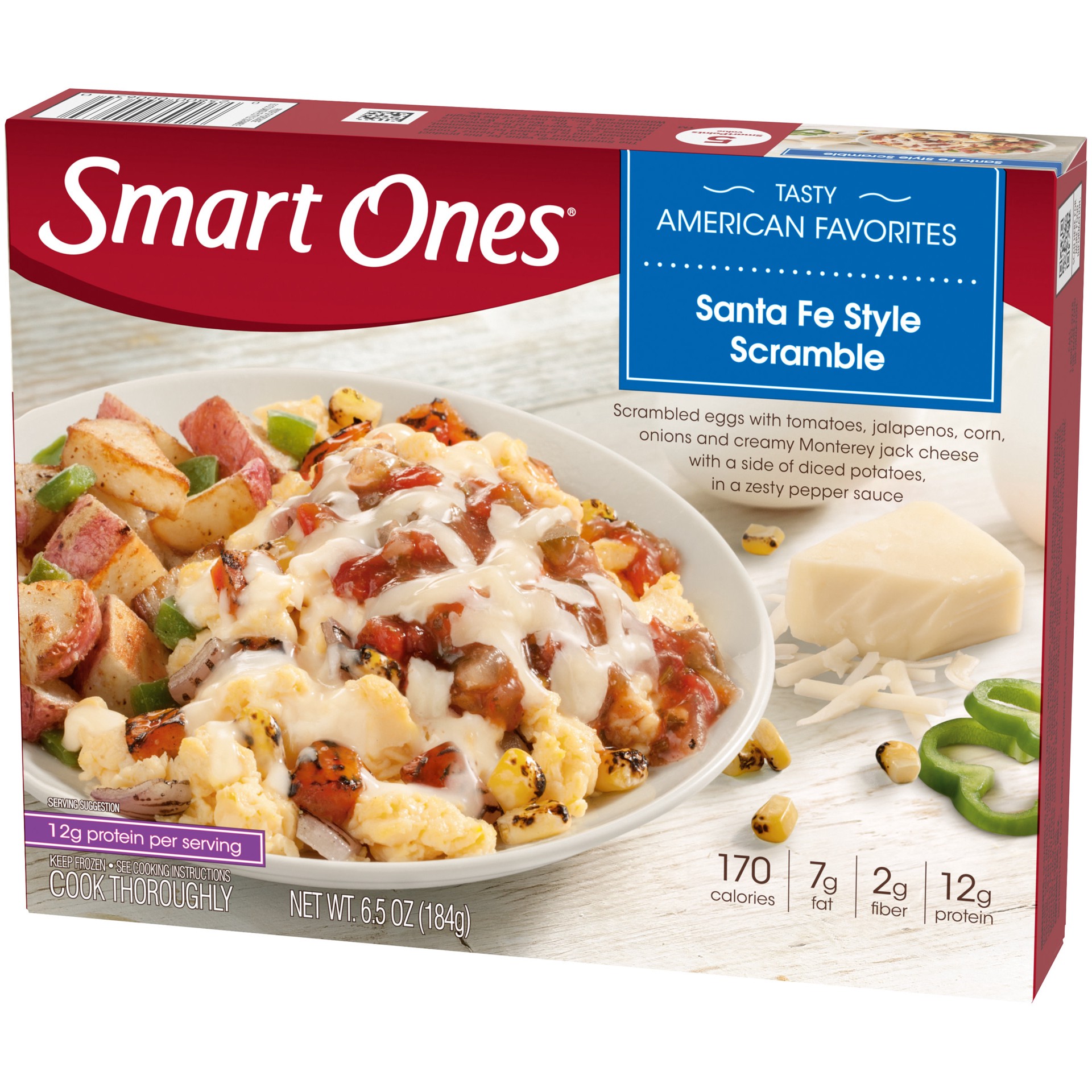 slide 4 of 5, Smart Ones Santa Fe Style Scramble with Eggs, Tomatoes, Jalapenos, Corn, Onions, Jack Cheese, Potatoes & Zesty Pepper Sauce Frozen Meal, 6.5 oz Box, 6.5 oz