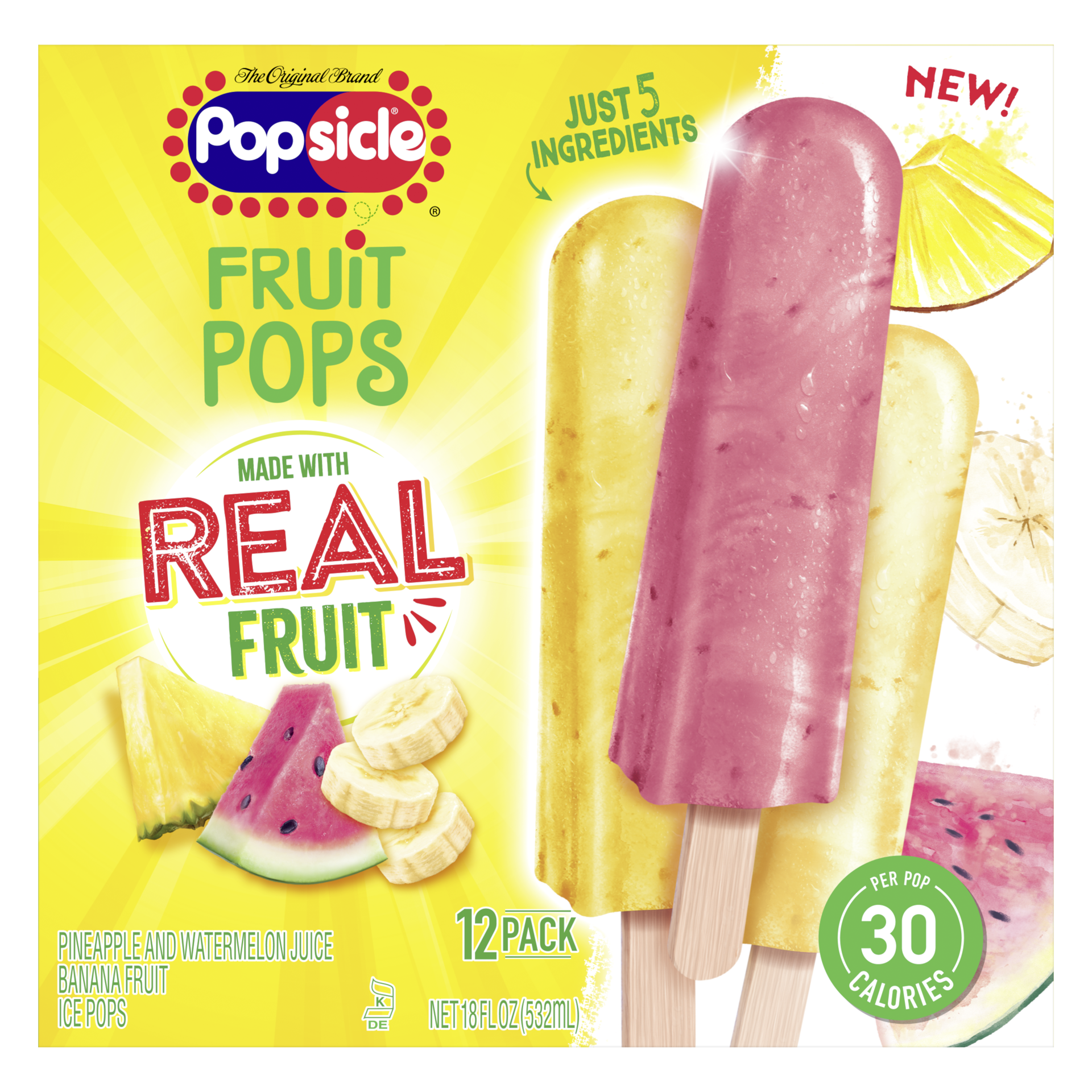 slide 4 of 4, Popsicle Fruit Pops & Frozen Dessert Banana, Pineapple, & Watermelon Variety Pack, 12 ct, 12 ct