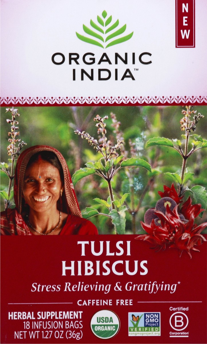 slide 5 of 13, Organic India Tulsi Hibiscus - 18 ct, 18 ct