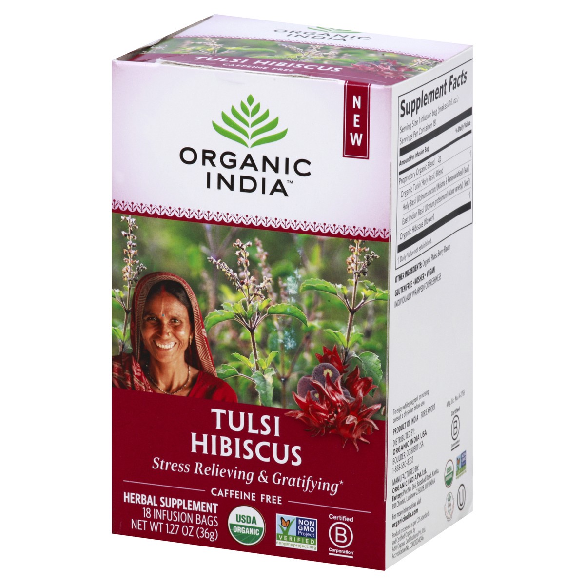 slide 12 of 13, Organic India Tulsi Hibiscus - 18 ct, 18 ct