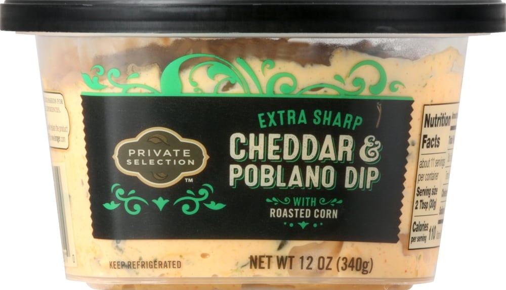 slide 1 of 1, Private Selection Cheddar And Poblano Dip, 12 oz