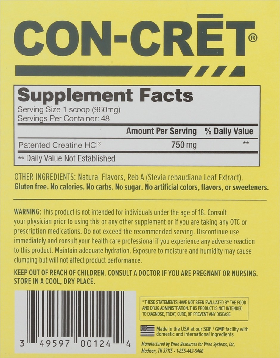 slide 4 of 9, Con-Cret Creatine HCl 48 ea, 1 ct