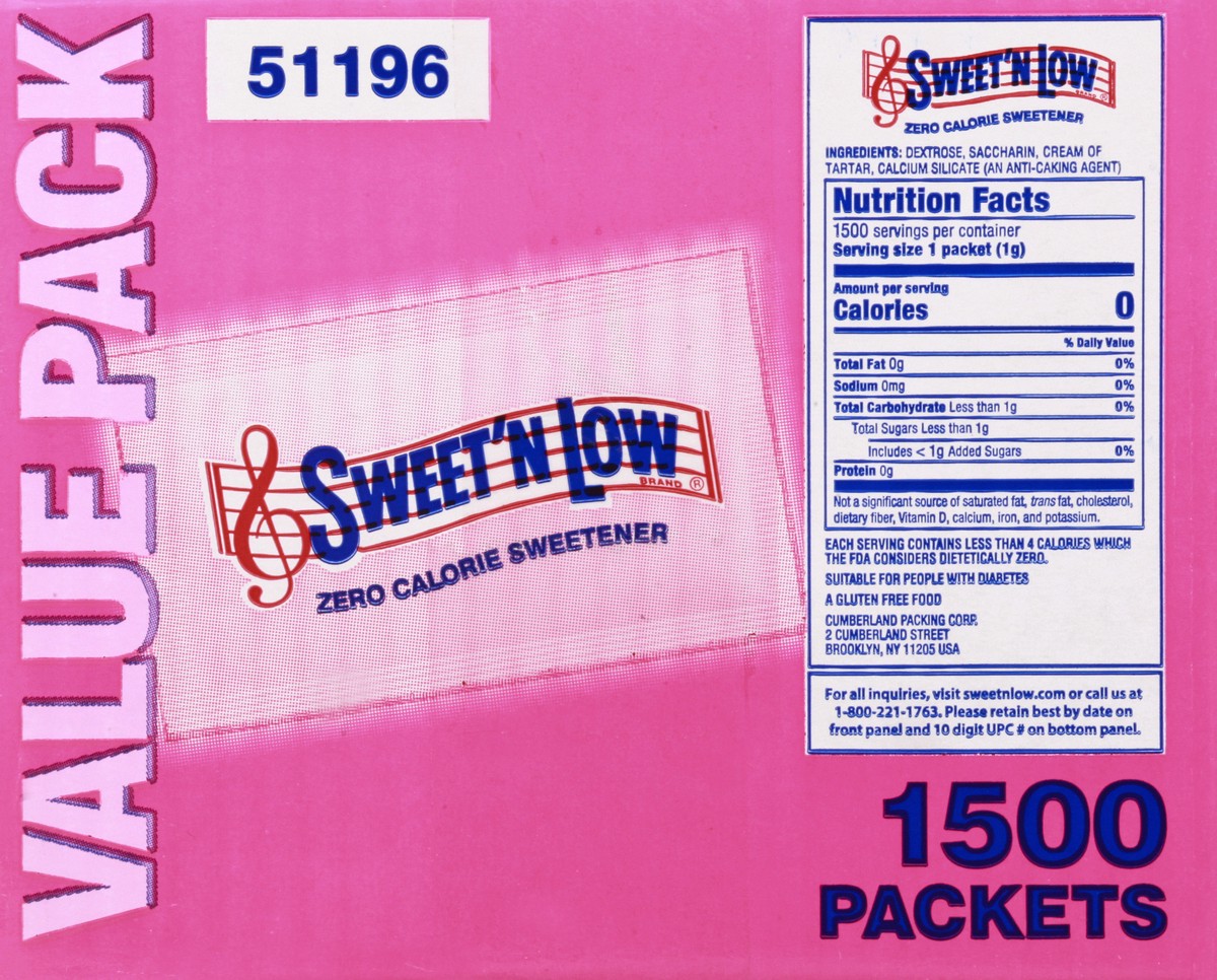 slide 11 of 13, Sweet'N Low Value Pack Zero Calorie Sweetener 1500 ea, 1500 ct