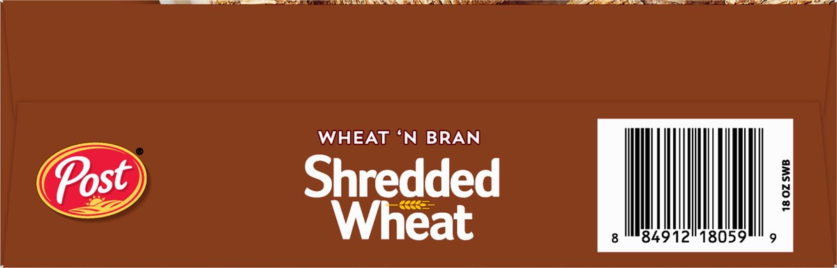 slide 3 of 9, Post Wheat n Bran Shredded Wheat, Breakfast Cereal, Excellent Source of Fiber, Kosher 18 Ounce – 1 count, 18 oz