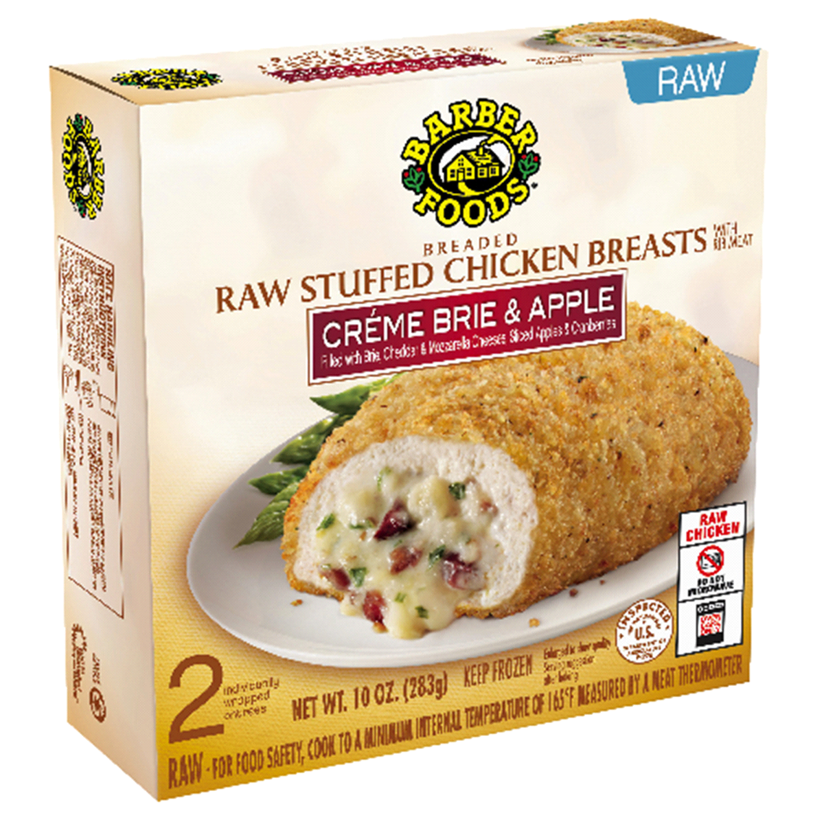 Barber Foods The Original Breaded Raw Stuffed Chicken Breasts Creme Brie And Apple Box 2 Ct 10 Oz