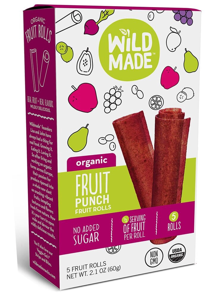 slide 1 of 5, Wildmade Fruit Rolls, Organic, Fruit Punch, 2.1 oz