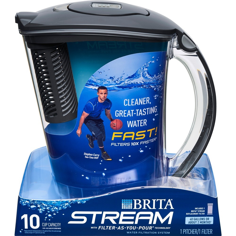 slide 4 of 11, Brita Stream Rapids Filter as You Pour Water Pitcher, 10 cup