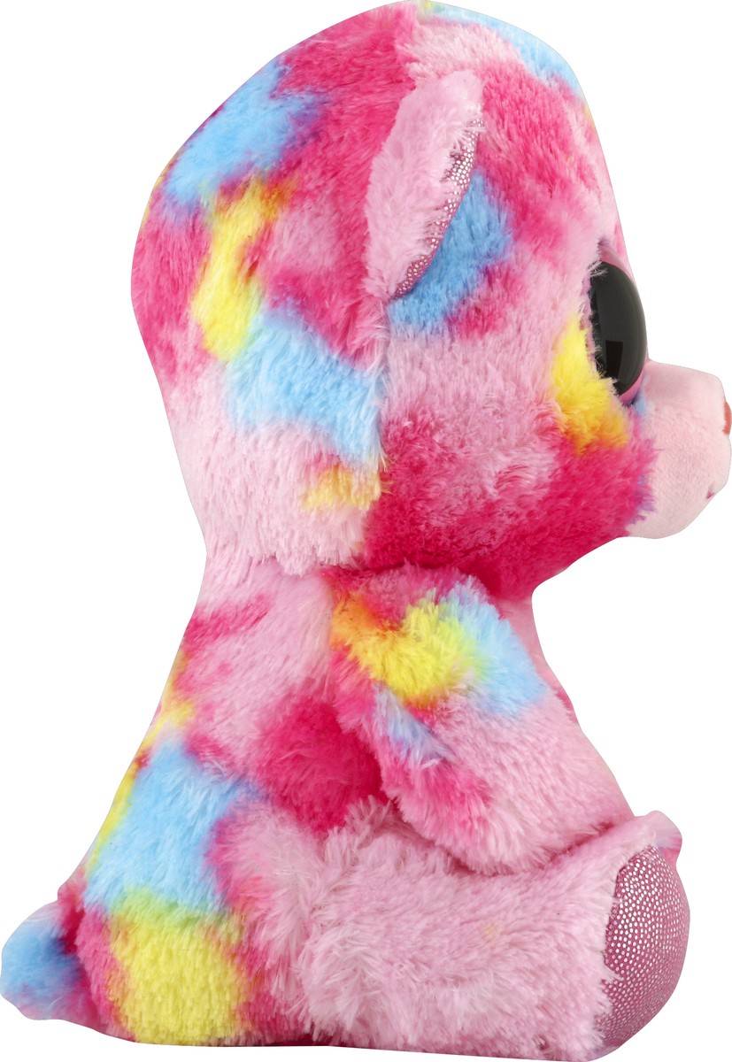 slide 3 of 6, TY Franky The Pink Multi-Colored Bear Beanie Boo, 6 in