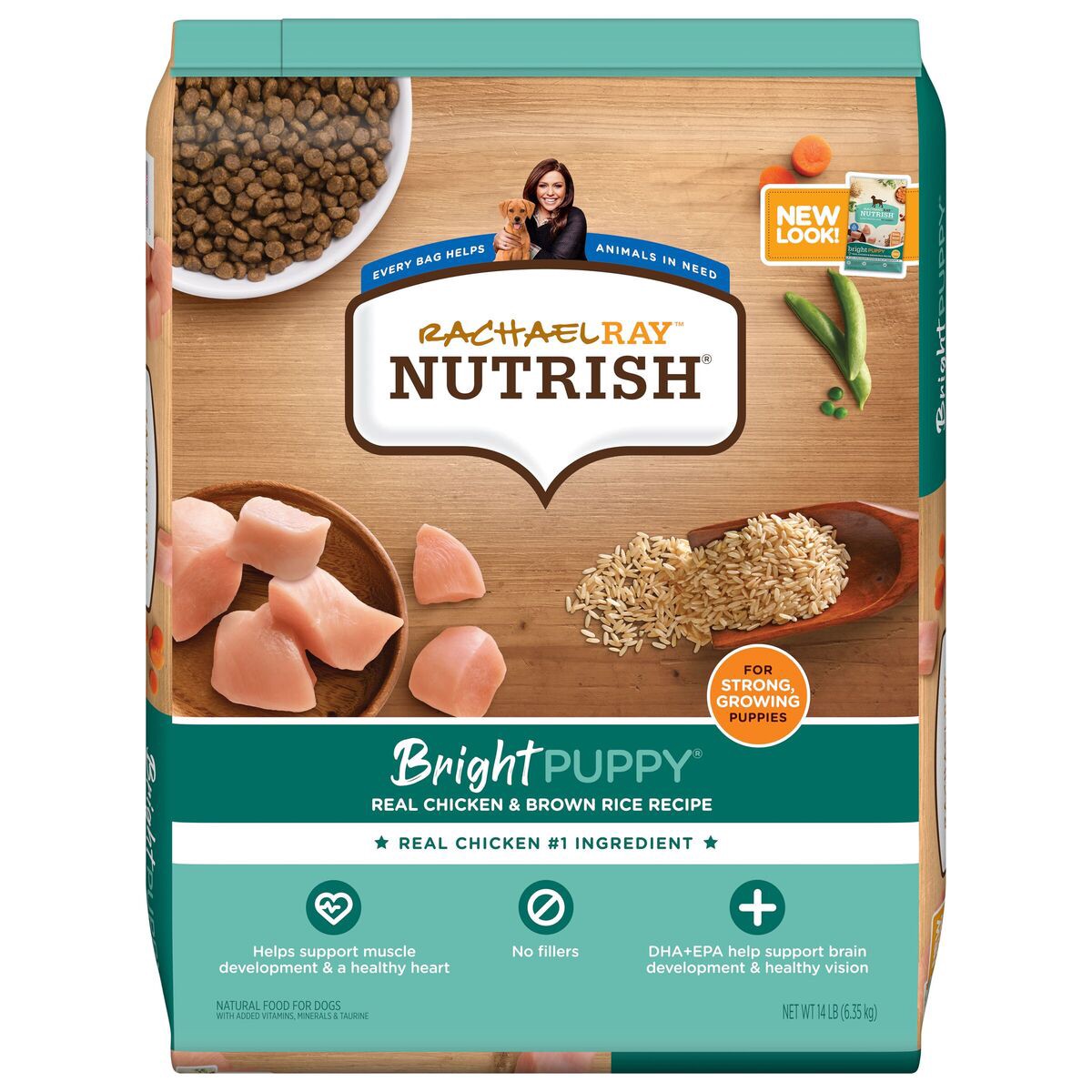 slide 1 of 25, Rachael Ray Nutrish Bright Puppy Real Chicken & Brown Rice Recipe Dry Dog Food, 14 lb. Bag, 14 lb