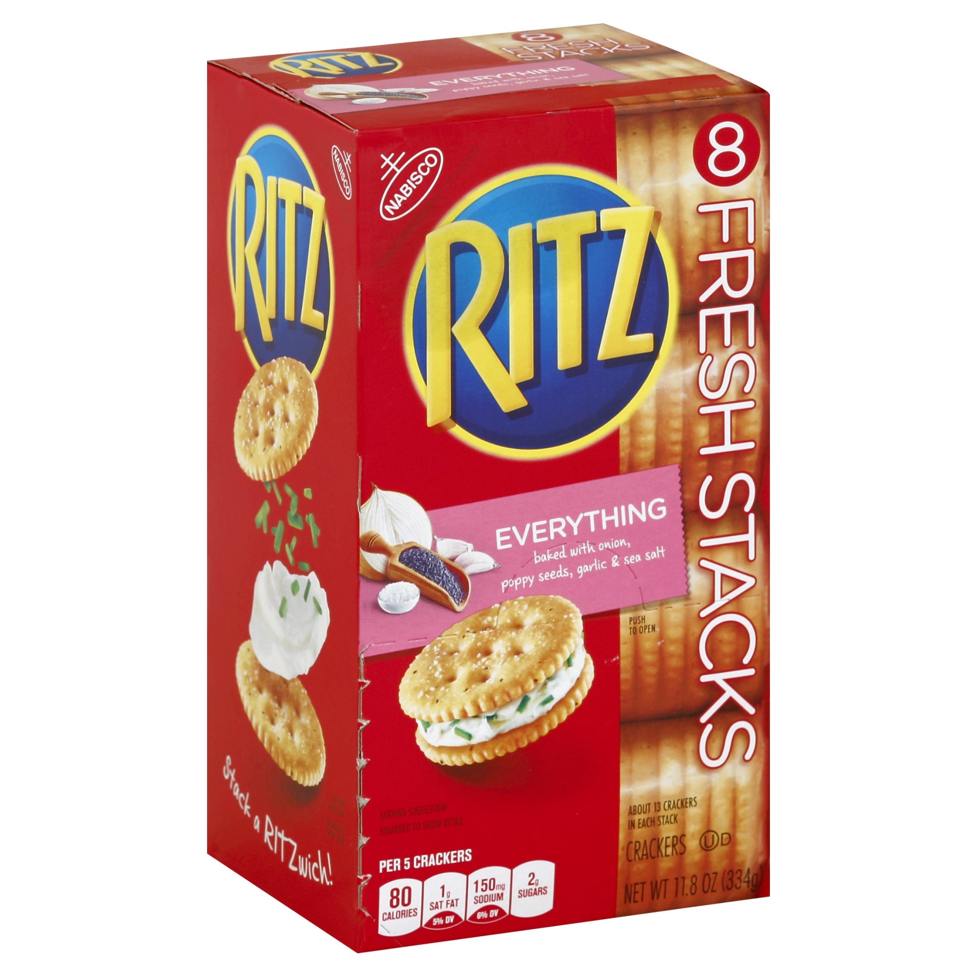 slide 1 of 8, Ritz Everything Crackers - Fresh Stacks, 11.8 oz