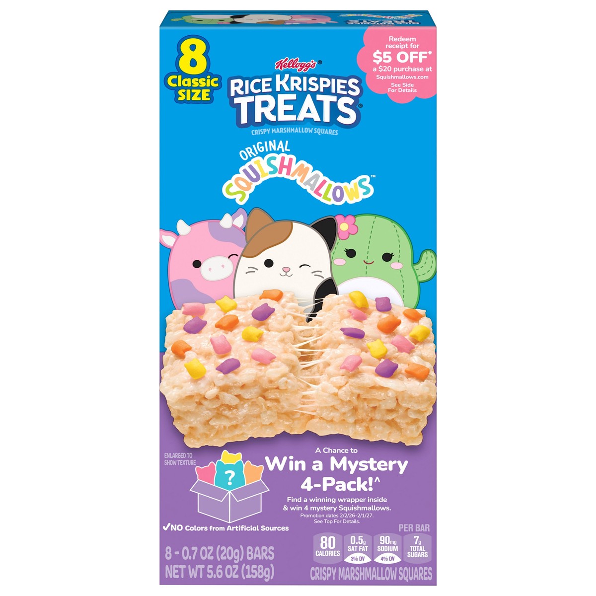 slide 1 of 13, Rice Krispies Treats Sonic the Hedgehog Crispy Marshmallow Squares, Kids Snacks, Cereal Bars, Sonic and Shadow Sprinkles, 5.6oz Box, 8 Bars, 5.6 oz