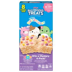 Rice Krispies Treats Sonic the Hedgehog Crispy Marshmallow Squares, Kids Snacks, Cereal Bars, Sonic and Shadow Sprinkles, 5.6oz Box, 8 Bars