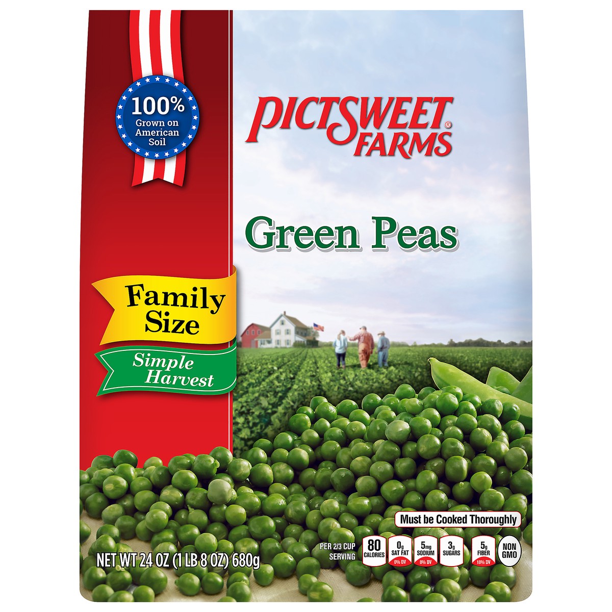 slide 1 of 8, PictSweet Simple Harvest Green Peas, 24 oz