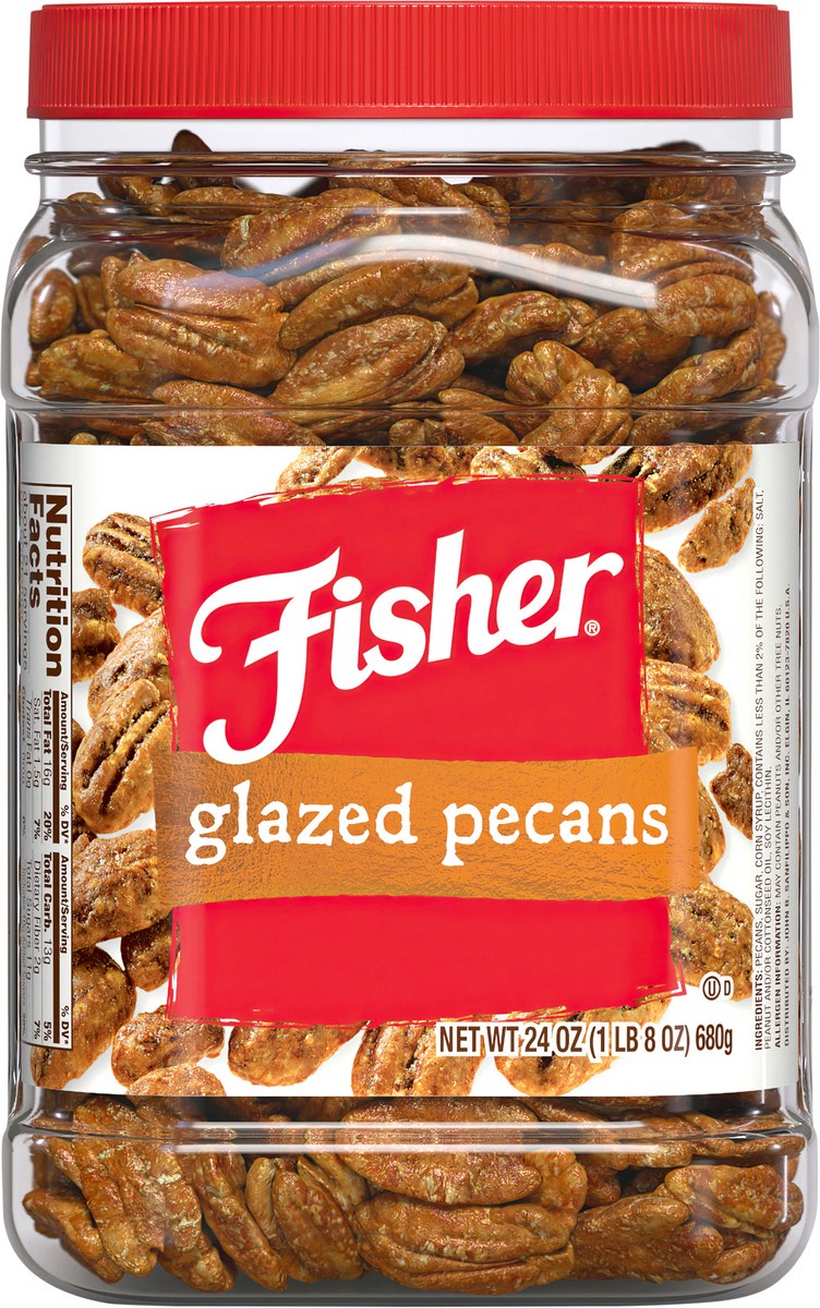 slide 1 of 1, Fisher Glazed Pecans 24 oz. Jar, 24 oz