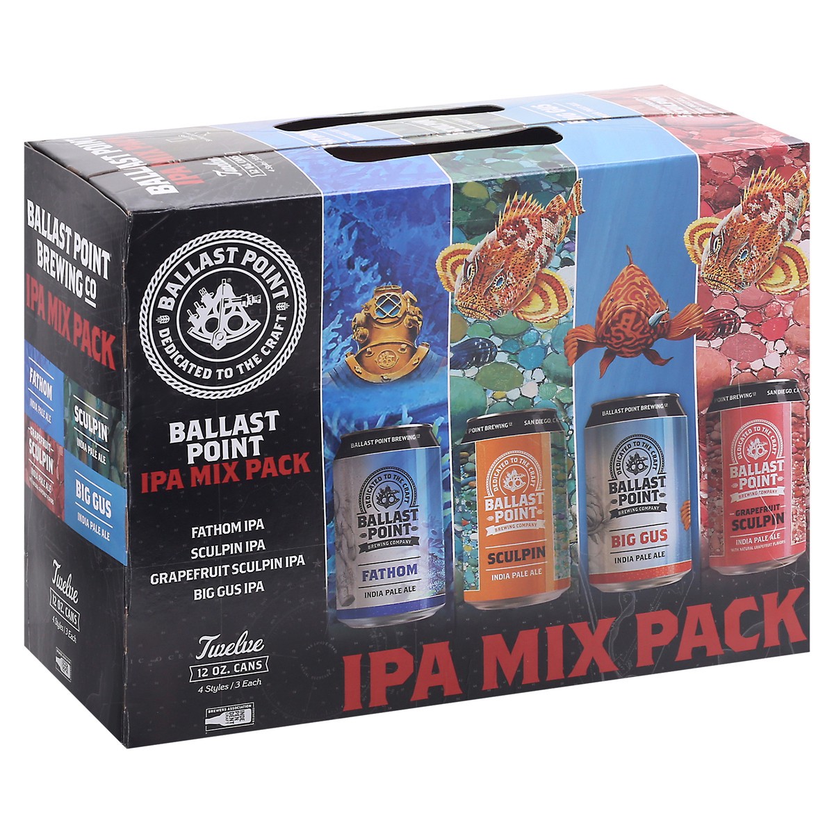 slide 8 of 11, Ballast Point IPA Mix Pack Beer 12-12 oz Cans, 12 ct; 12 oz