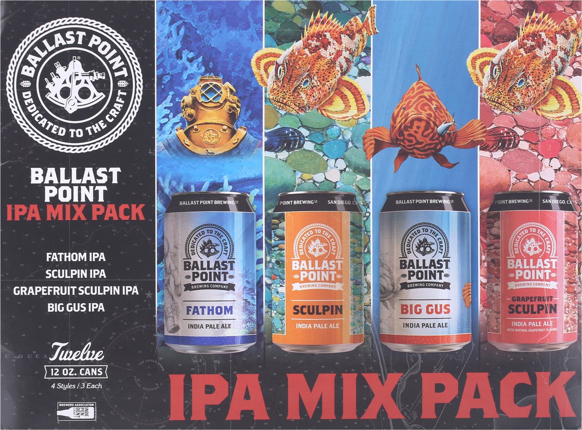 slide 5 of 11, Ballast Point IPA Mix Pack Beer 12-12 oz Cans, 12 ct; 12 oz