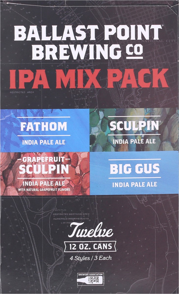 slide 11 of 11, Ballast Point IPA Mix Pack Beer 12-12 oz Cans, 12 ct; 12 oz