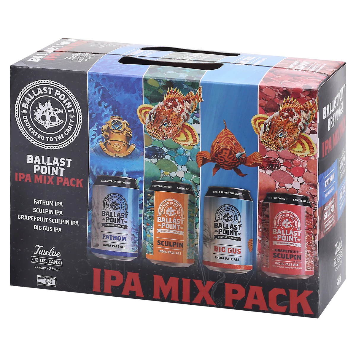 slide 10 of 11, Ballast Point IPA Mix Pack Beer 12-12 oz Cans, 12 ct; 12 oz
