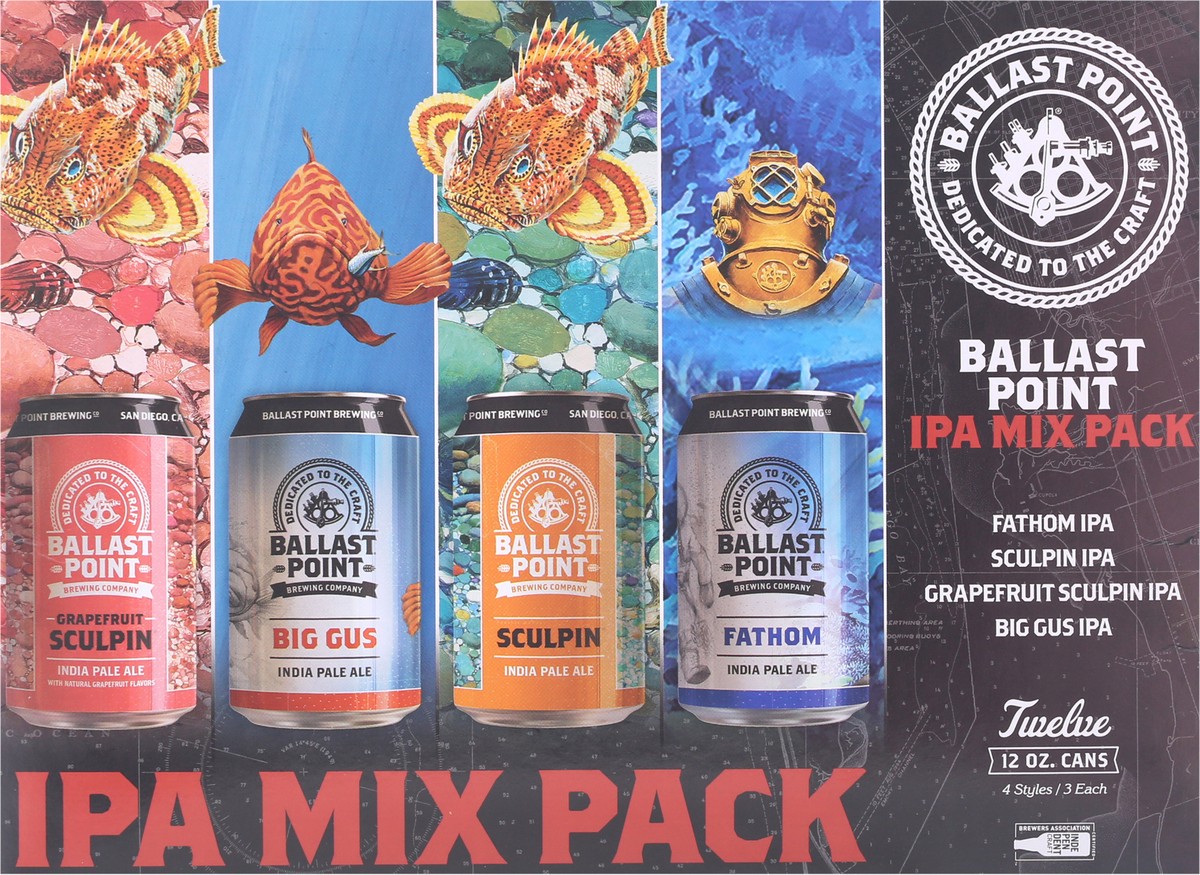 slide 7 of 11, Ballast Point IPA Mix Pack Beer 12-12 oz Cans, 12 ct; 12 oz