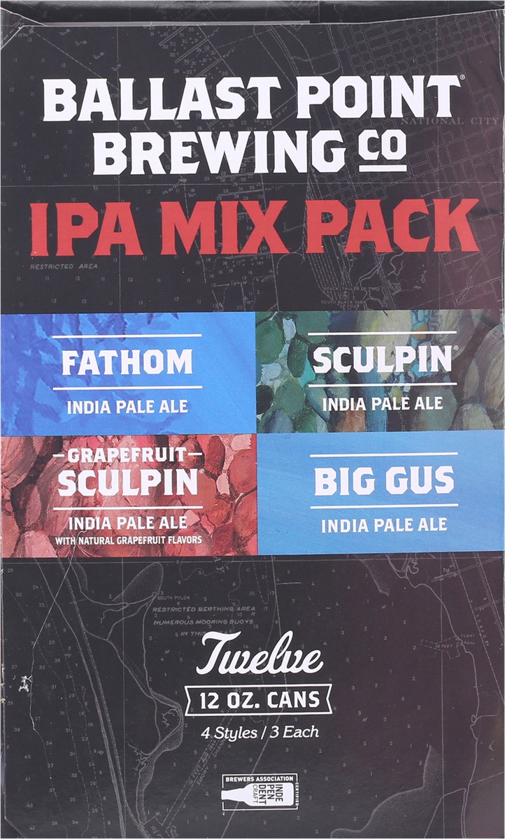 slide 6 of 11, Ballast Point IPA Mix Pack Beer 12-12 oz Cans, 12 ct; 12 oz