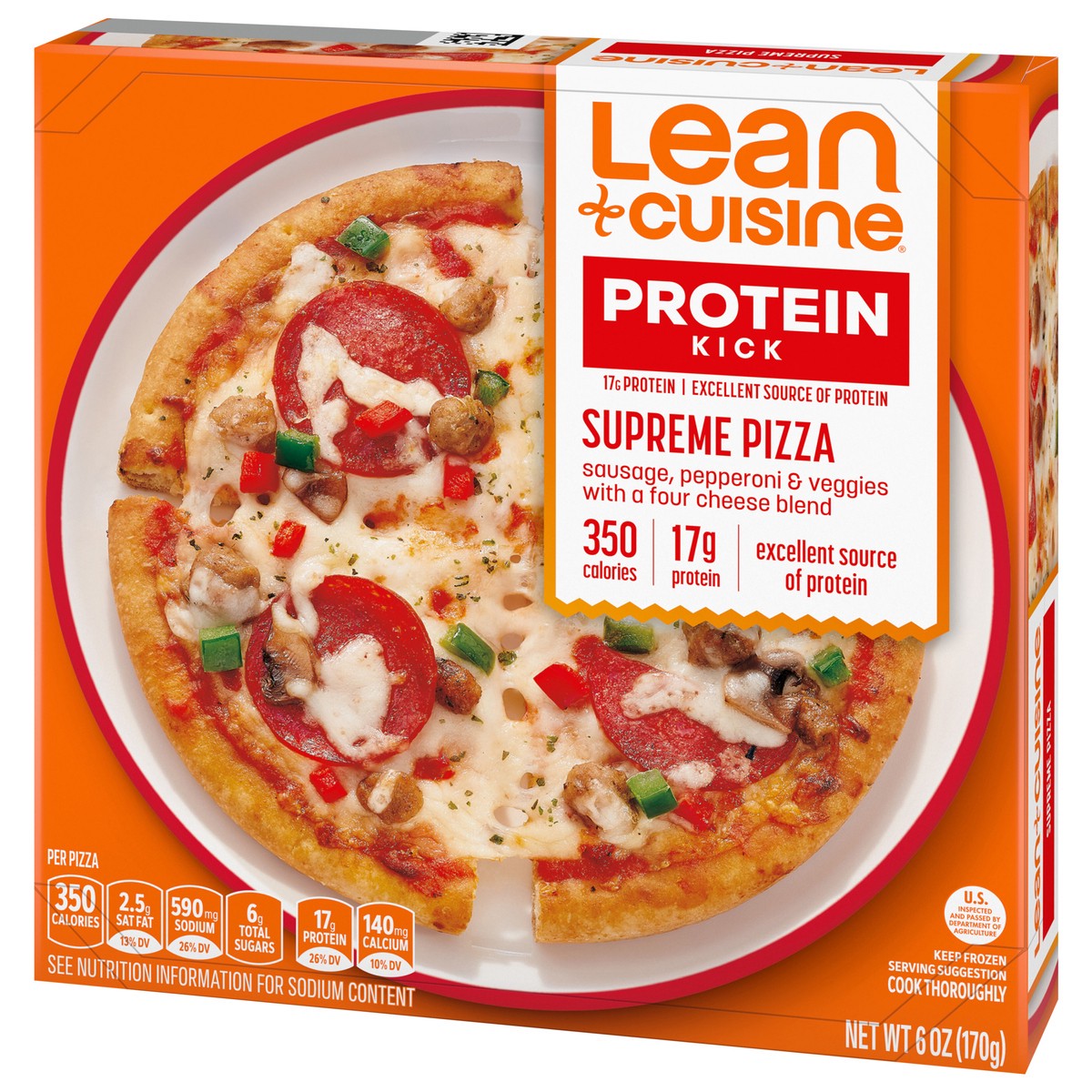 slide 12 of 14, Lean Cuisine Frozen Meal Supreme Frozen Pizza, Protein Kick Microwave Meal, Microwave Pizza Dinner, Frozen Dinner for One, 6 oz