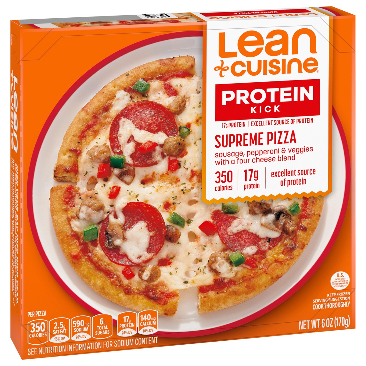 slide 9 of 14, Lean Cuisine Frozen Meal Supreme Frozen Pizza, Protein Kick Microwave Meal, Microwave Pizza Dinner, Frozen Dinner for One, 6 oz