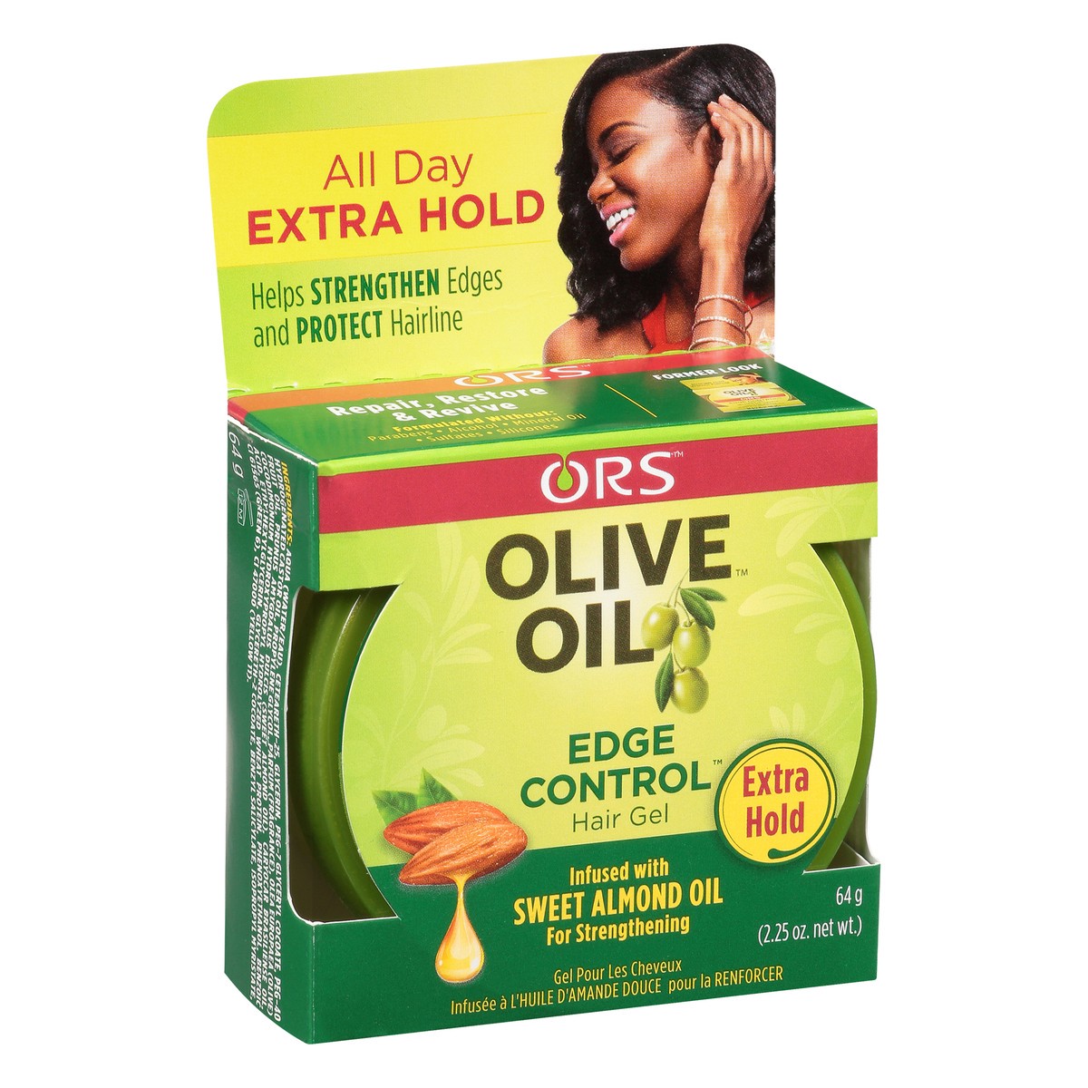 slide 2 of 9, ORS Olive Oil Edge Control Extra Hold Hair Gel 64 g, 64 g