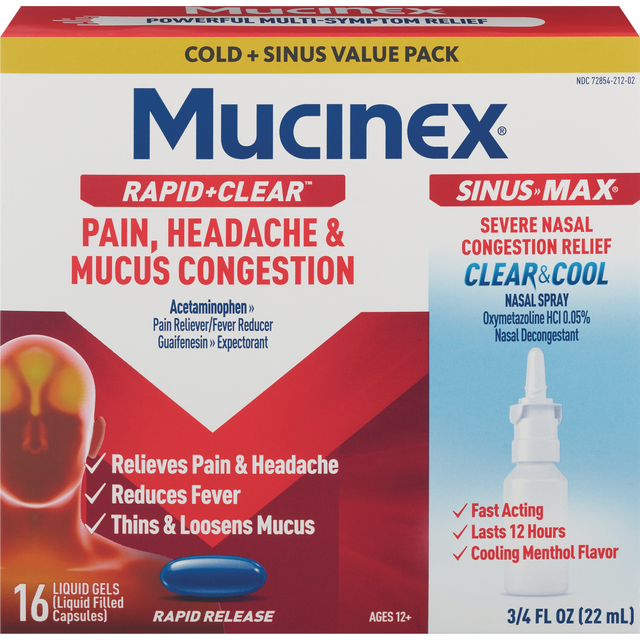 slide 1 of 1, Mucinex Muxinex Rapid + Clear Kit Liquid Gels, 16 Ct, 16 ct