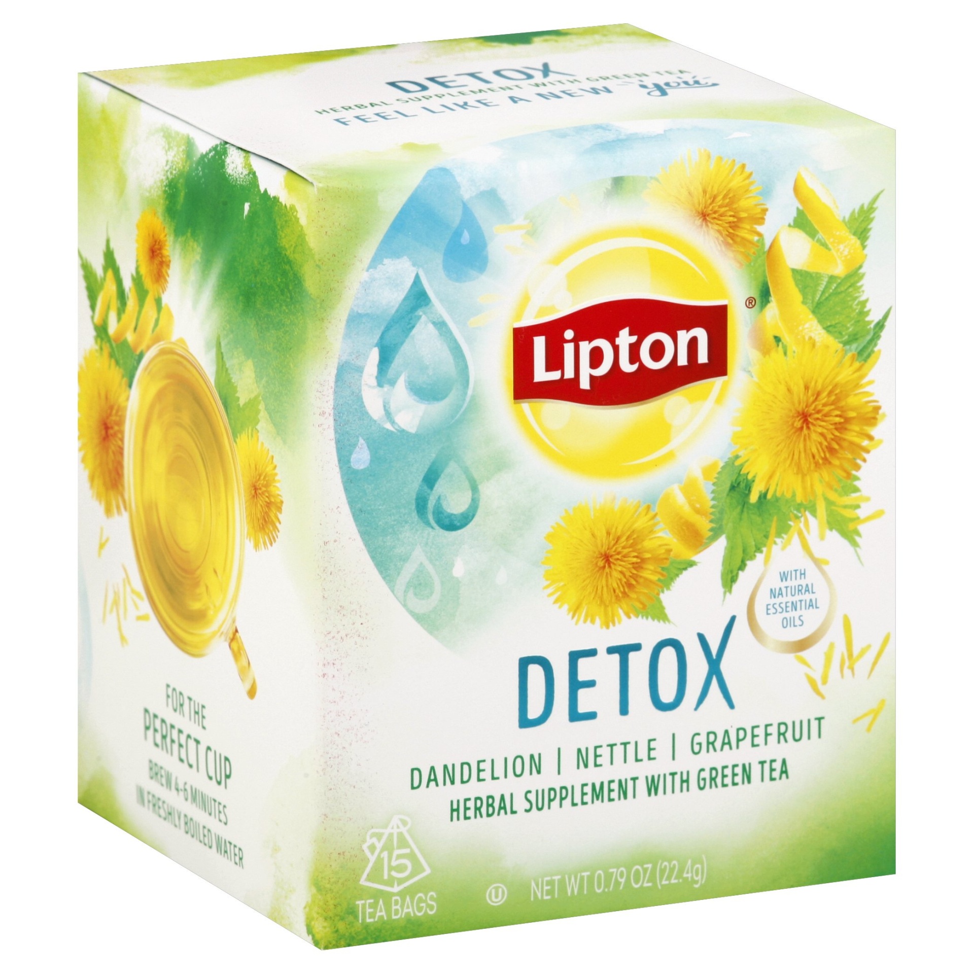 slide 1 of 1, Lipton Detox Herbal Supplement With Green Tea - 15 ct, 15 ct