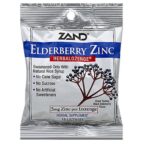 slide 1 of 1, Zand Herbalozenge Lozenges Elderberry Zinc Black Elderberry Flavor, 15 ct
