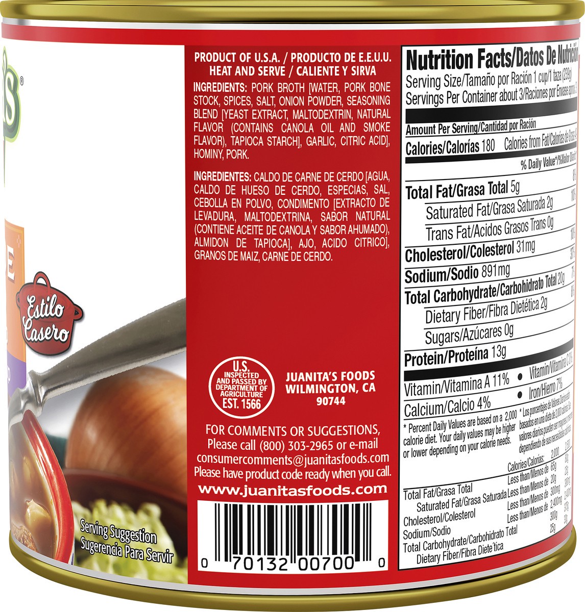 slide 2 of 4, Juanita's Juanita’s Foods Ready to Serve Pork Pozole with Red Chile Soup, 25 oz Can, 25 oz