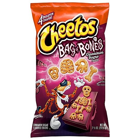 slide 1 of 1, Cheetos Bag Of Bones Cheese Flavored Snacks Cinnamon Sugar, 7.5 oz