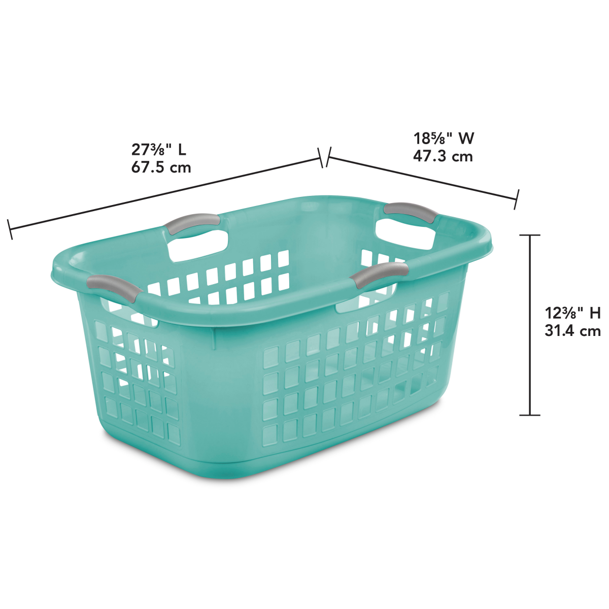 slide 17 of 17, Sterilite Aqua Laundry Basket Chrome W/titanium Handles, 1 ct