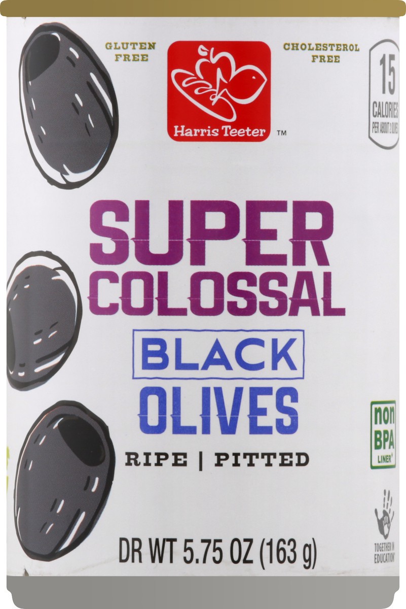 slide 1 of 10, Harris Teeter Pitted Olives - Ripe Super Colossal, 5.75 oz
