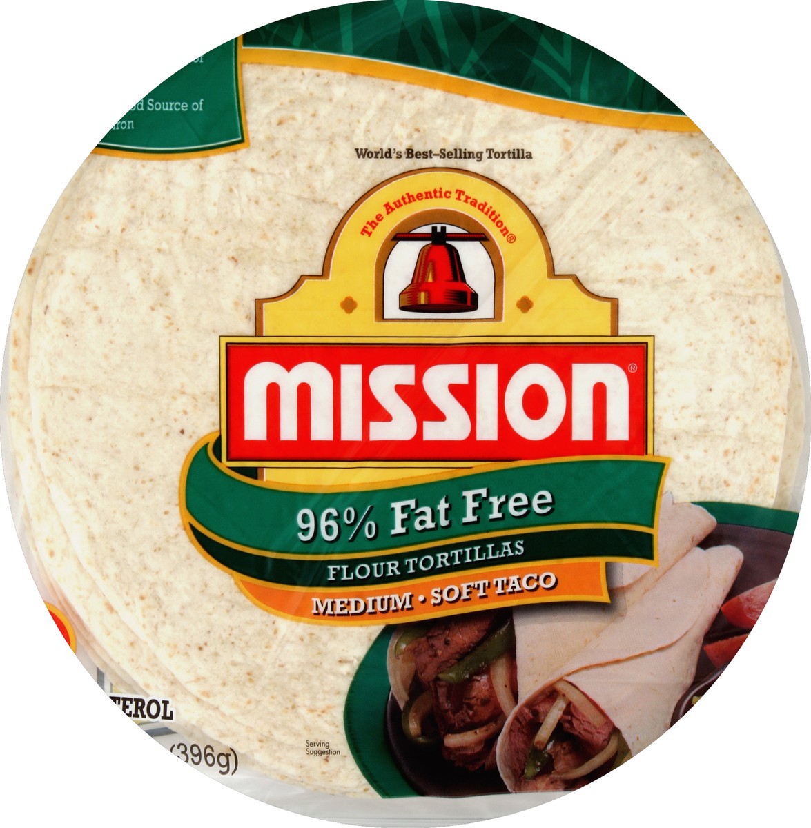 slide 5 of 6, Mission 96% Fat Free Small Fajita Flour Tortilla, 8 ct