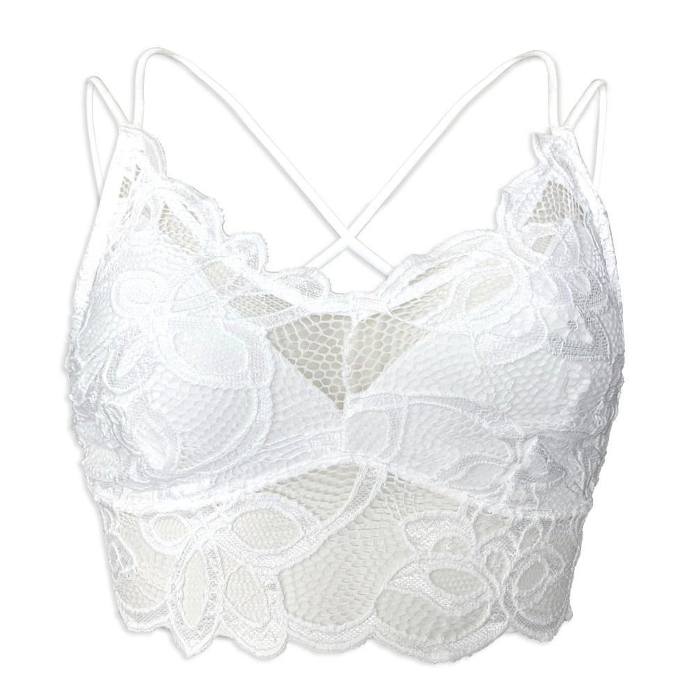 slide 2 of 2, DIP Crochet Lace Bralette - White, XL