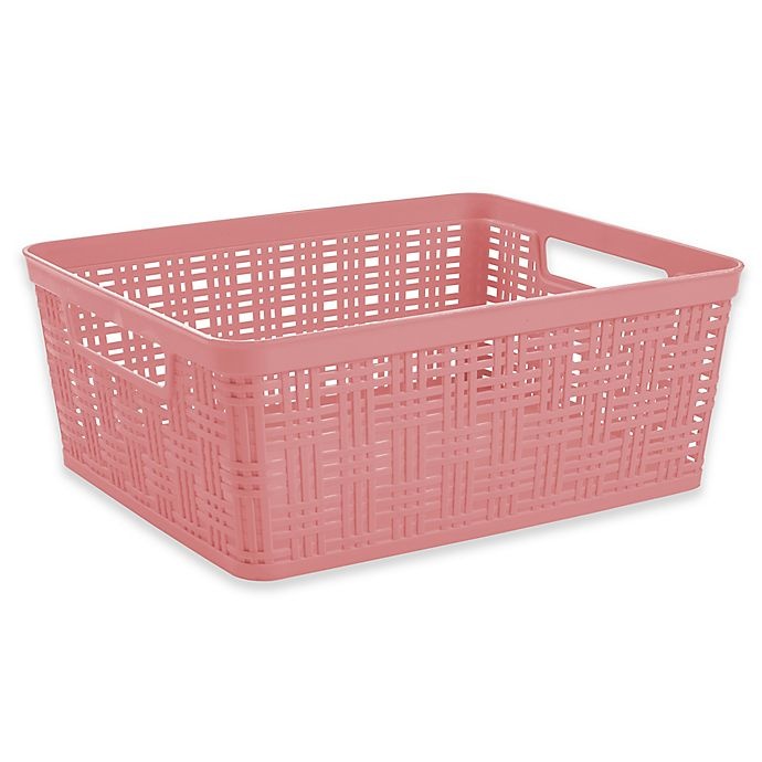 slide 1 of 1, Starplast Plastic Wicker Medium Storage Basket - Rosewater, 1 ct