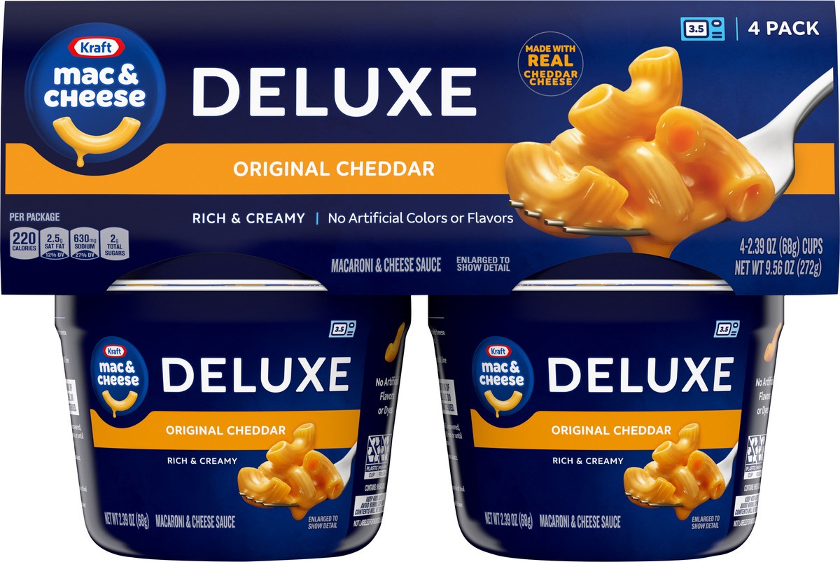 slide 7 of 9, Kraft Deluxe Original Mac & Cheese Macaroni and Cheese Dinner, 4 ct Pack, 2.39 oz Cups, 4 ct