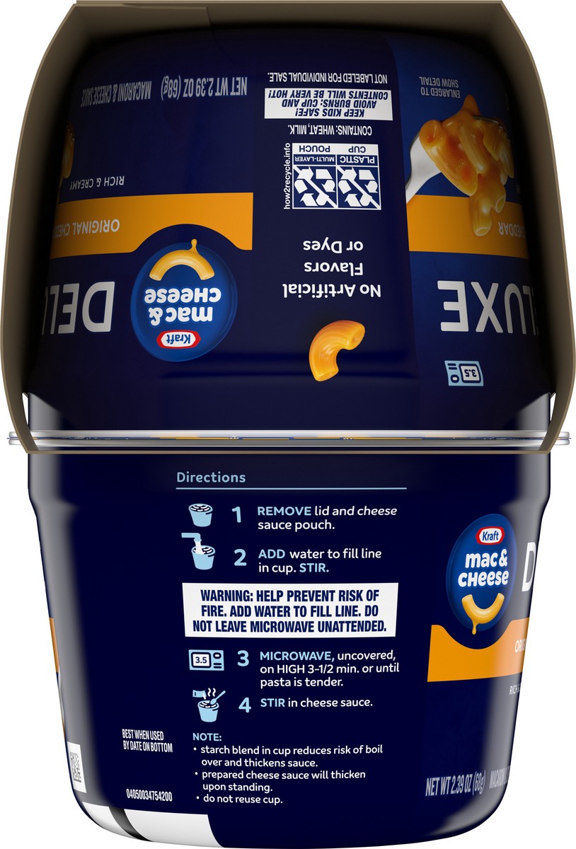 slide 3 of 9, Kraft Deluxe Original Mac & Cheese Macaroni and Cheese Dinner, 4 ct Pack, 2.39 oz Cups, 4 ct