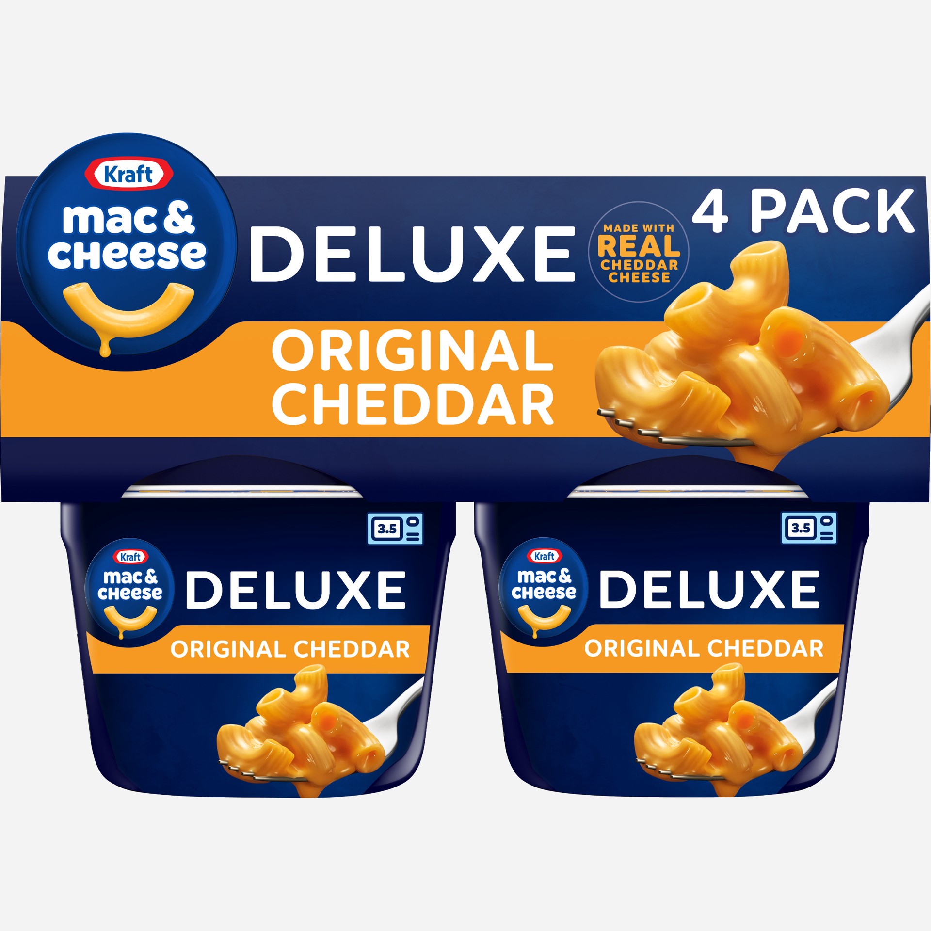 slide 1 of 9, Kraft Deluxe Original Mac & Cheese Macaroni and Cheese Dinner, 4 ct Pack, 2.39 oz Cups, 4 ct