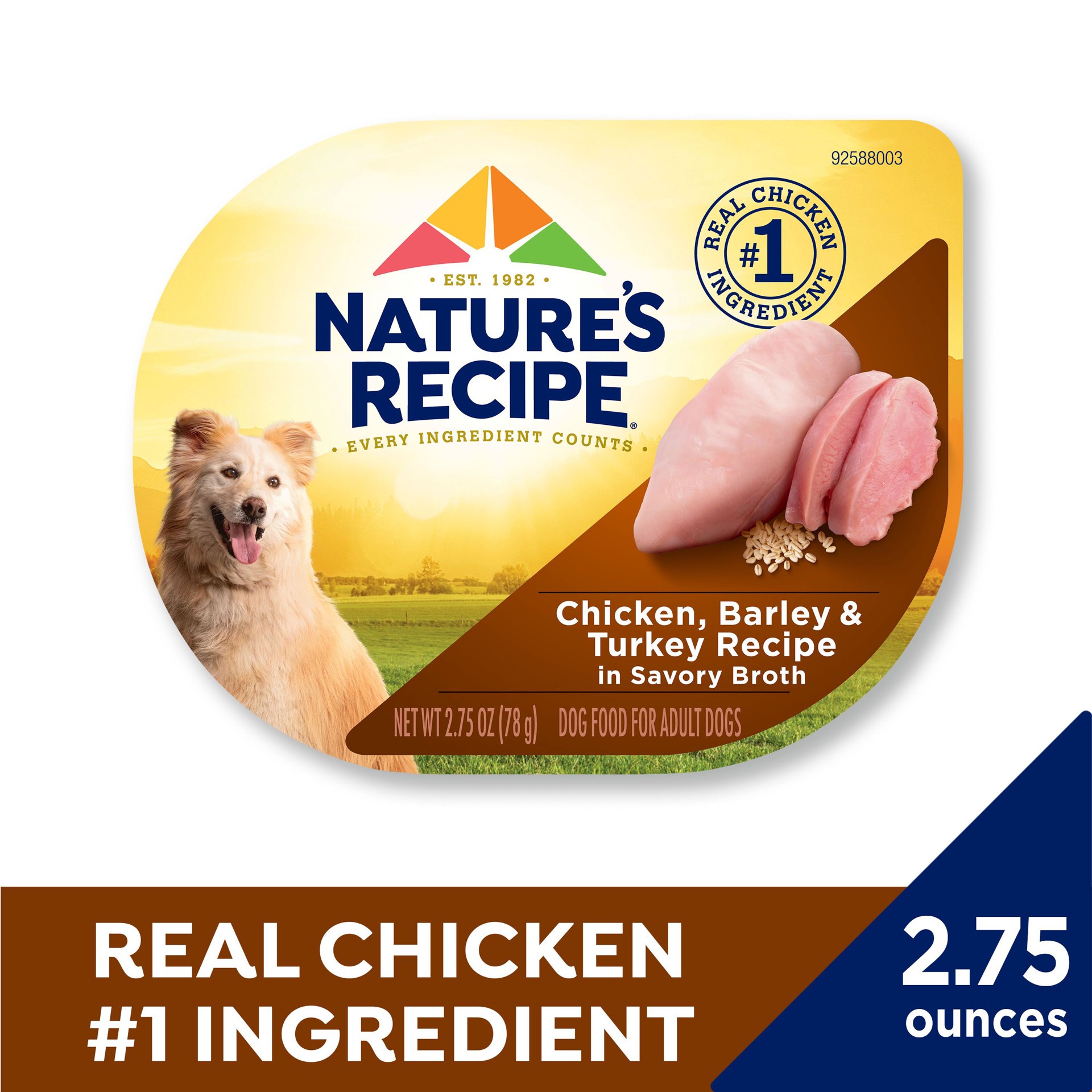 slide 7 of 9, Nature's Recipe Chicken, Barley & Turkey Recipe in Savory Broth Wet Dog Food, 2.75 oz. Cup, 2.75 oz