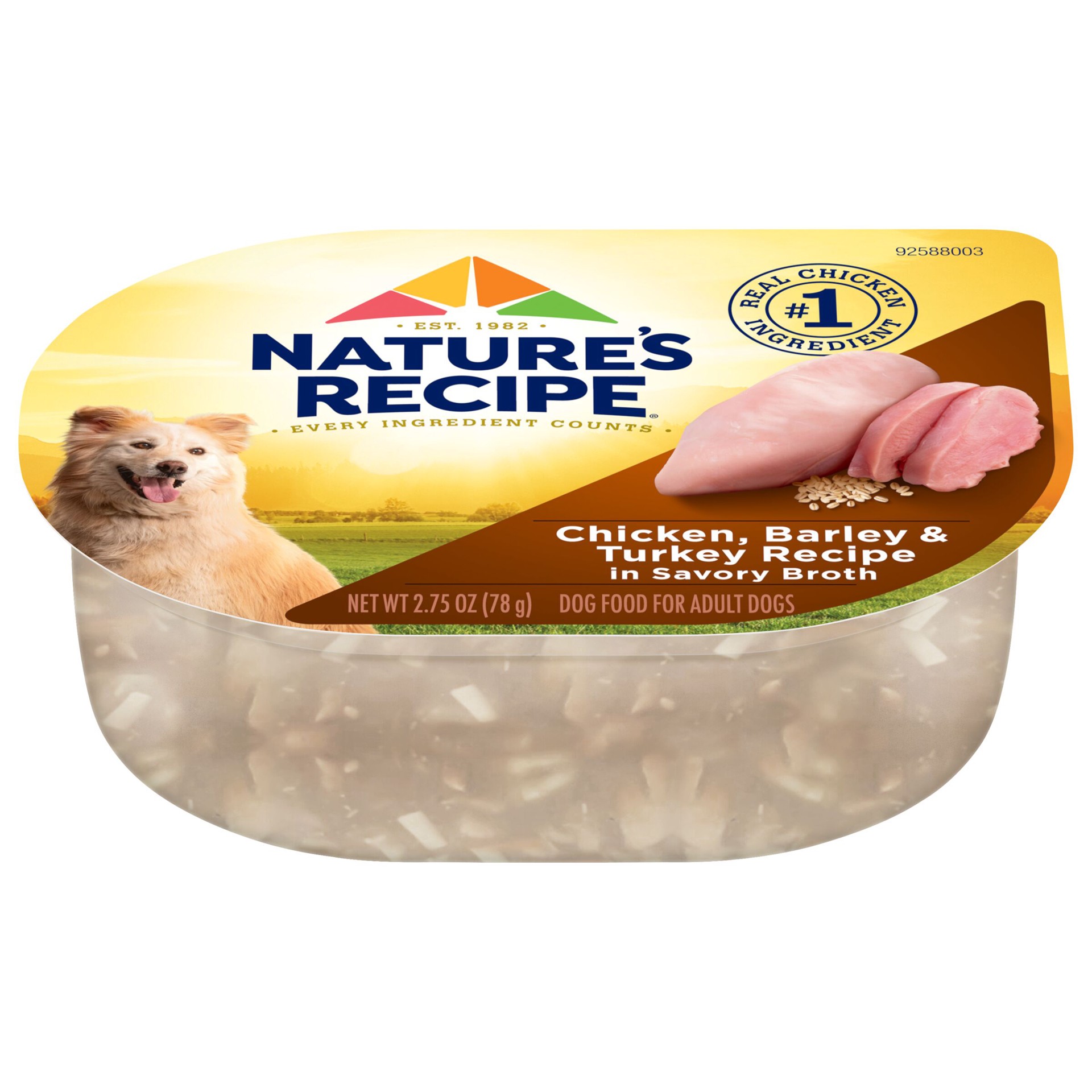 slide 1 of 9, Nature's Recipe Nature''s Recipe Chicken, Barley & Turkey Recipe in Savory Broth Wet Dog Food, 2.75 oz. Cup, 2.75 oz