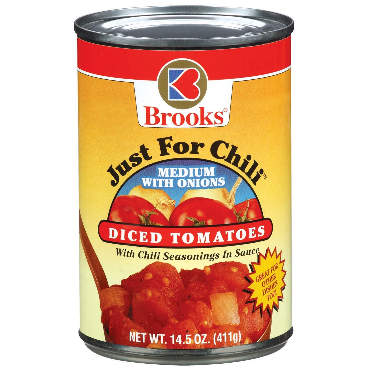 slide 1 of 1, Brooks Just for Chili Medium Diced Tomatoes with Onion, 14.5 oz