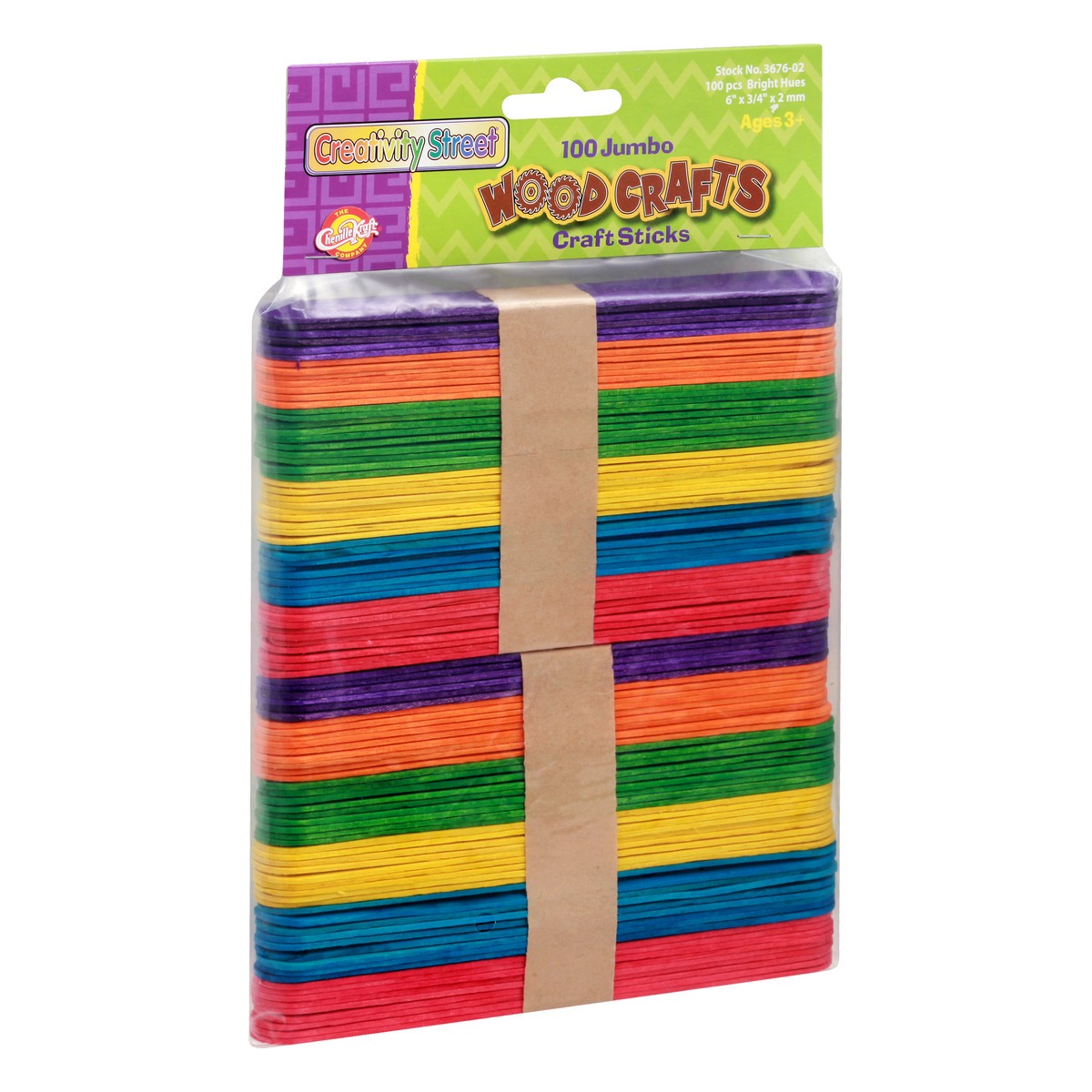 slide 6 of 9, Creativity Street Jumbo Craft Sticks, Bright Hues Assorted, 6" x 3/4", 100 Pieces, 100 pc